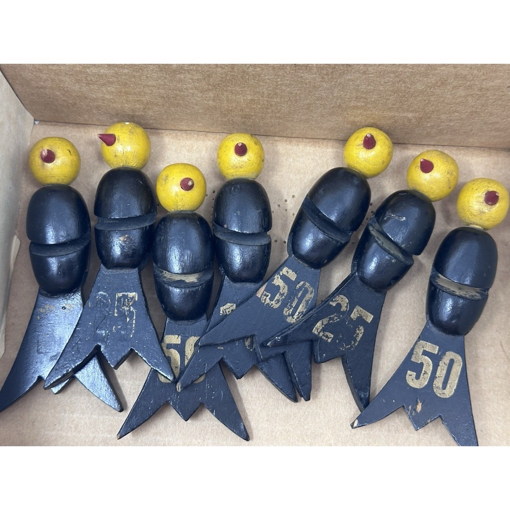 Vintage Jaymar Target Game Wood Crows Birds Lot 7 Replacement Folk Art Primitive